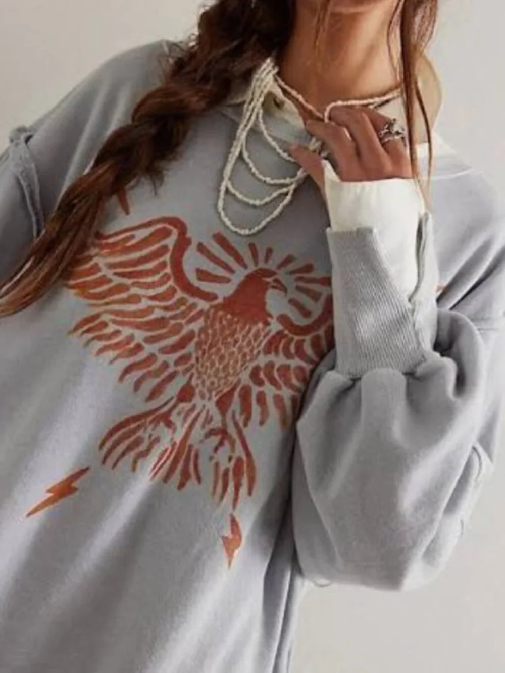 NWT Free People/We the Free zion eagle graphic camden pullover - Picture 2 of 7